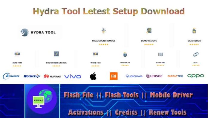 Hydra Tool Download used for frp remove repair imei reset read FRM bootloader unlock write frm mi account remove demo remove sim unlock