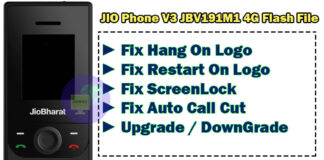 Jio Bharat V3 JBV191M1 Flash File JIO JBV191M1 Flash File JIo Phone V3 JBV191m1 4G fkash file fix hang on logo fix restart on logo fix screenlock fix auto call cut upgrade